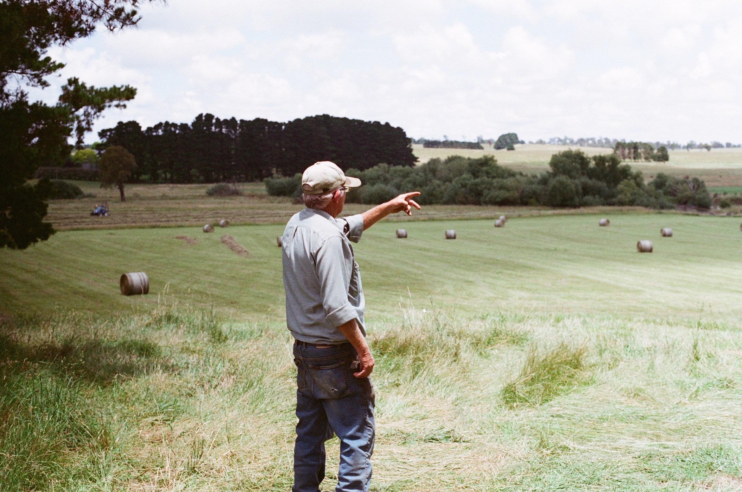 Farmer showing a field